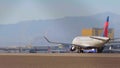 Delta aircraft preparing for take off - LAS VEGAS-NEVADA, OCTOBER 11, 2017 Royalty Free Stock Photo