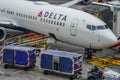 Delta aircraft on tarmac at John F Kennedy International Airport in New York Royalty Free Stock Photo