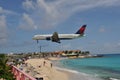 Delta airplane landing in Saint Maarten