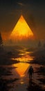 Delta: A Cyberpunk Realism Landscape With Pyramid