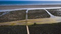 Delta del Ebro Ebre in Deltebre from drone of Tarragona