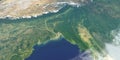 Delta of ganges river in planet earth, aerial view from outer space