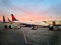 Delta Plane prepares for takeoff at CVG Royalty Free Stock Photo