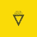 Delta project design. Black color logo with yellow background