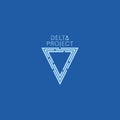 Delta project design. Blue color logo with background