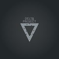 Delta project design. Grey color logo with black background