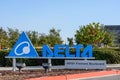 Delta sign and logo at Delta Electronics headquarters in Silicon Valley - Fremont, California, USA - 2020