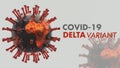Delta Variant Of Novel Covid 19 Corona Virus. New Strain 3d Render Background Banner. Global Pandemic