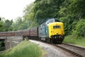 Deltic 55022 approaches Oakworth on the Keighley and Worth Valley Railway, West Yorkshire, UK - June 2009