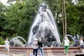 Deluge Fountain Fontanna Potop in Bydgoszcz city in Park im. Kazimierza Wielkiego Park Casimir the Great taken with long