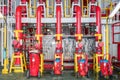 Deluge valve and fire water header to distribute high pressure water to risk area for firefighting.