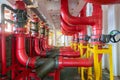 Deluge valve system of firefighting system for emergency of fire case in offshore oil and gas central processing platform. Royalty Free Stock Photo