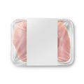 a image of a white chicken breast plastic tray with label isolated on a white background Royalty Free Stock Photo