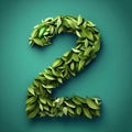 Leafy Numerals: Organic Artistry Crafting the Number 2 Royalty Free Stock Photo