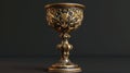 Sacred Relic: Illuminated Holy Chalice in Ancient Cathedral Interior