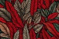 Delve into the intricate beauty of nature with an abstract composition featuring vibrant red stripes of foliage
