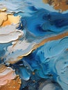 Abstract background of acrylic paint in blue and gold tones. Liquid marble texture. Royalty Free Stock Photo