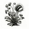 Enigmatic Flora: AI Rendered Carnivorous Plant Drawing Royalty Free Stock Photo