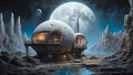 Lunar Reverie: Expertly Crafted Eerie Beauty on Canvas. AI generate