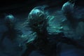 Elusive water elementals, appearing as shimmering aquatic beings - Generative AI