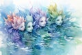 Elusive water elementals, appearing as shimmering aquatic beings - Generative AI
