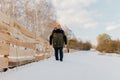 Crisp Winter Air Healthy Lifestyle of a Caucasian Hiker walking