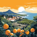 Sicilian Essence: Etna, Citrus & Seaside in Abstract Hues Royalty Free Stock Photo