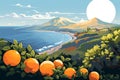 Sicilian Essence: Etna, Citrus & Seaside in Abstract Hues Royalty Free Stock Photo