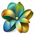 Elegant Plumeria Illustration: Vibrant Floral Art with Blue & Gold Accents. Beauty in Artistry.