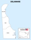 Delware map. District map of Deleware in white color with name. District map with USA Royalty Free Stock Photo