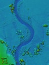 Digital elevation model of a meandering river