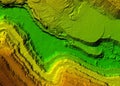 Digital elevation model of a mine with steep walls