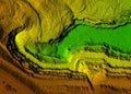 Digital elevation model of a mine with steep walls