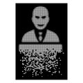 White Dissolving Pixelated Halftone Demagogue Icon