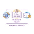 On demand industry concept icon. Modern economic model idea thin line illustration. Services and products provision