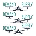 Demand And Supply Balance On Scale Set Vector Royalty Free Stock Photo