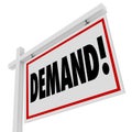 Demand Word Real Estate Home for Sale Sign Best Hottest Location Royalty Free Stock Photo