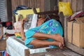 Demented sleeping Asian lady Royalty Free Stock Photo