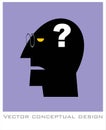 Dementia. Alzheimer. Head and question mark. Mental health symbol