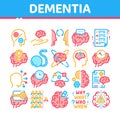 Dementia Brain Disease Collection Icons Set Vector