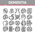 Dementia Brain Disease Collection Icons Set Vector Royalty Free Stock Photo