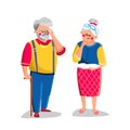 Dementia Disease Of Elderly Man And Woman Vector