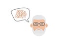 Dementia man, alzheimer old male vector icon, memory loss senior. Medicine illustration Royalty Free Stock Photo