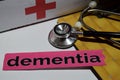 Dementia on the print paper with medical and Healthcare Concept Royalty Free Stock Photo