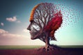 Dementia treatment and treatment concept Alzheimer`s memory brain as old tree recovery