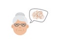 Dementia woman, alzheimer vector icon of old human, memory loss grandmother. Medicine illustration Royalty Free Stock Photo