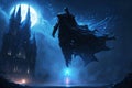 Dementor flying over wizard castle digital art