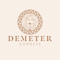 Demeter goddess logo design. Greek goddess vector logotype. Beauty and art industry logo template.