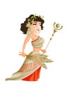 Demeter greek goddess from ancient mythology. Female character in white dress. Agriculture god. Isolated vector