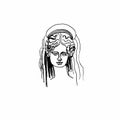 Demeter vector marble head.Work of art of ancient Greece era